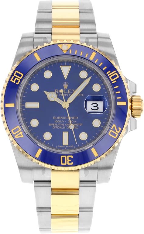 rolex submariner acciaio e oro blu usato|rolex sottomarino stampato.